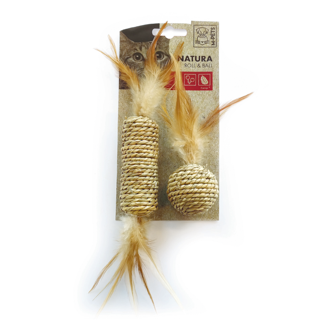 Игрушка для кошек с кошачьей мятой NATURA ролл и мячик